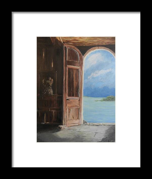 Ocean Framed Print featuring the painting Antigua Dream Door by Deborah Smith