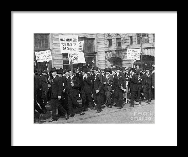 People Framed Print featuring the photograph Antiwar Protesters Carrying Placards by Bettmann