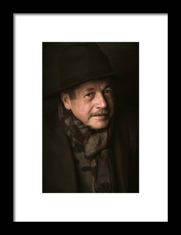 Portrait
Face
Hat
Brown
Shawl
Caravaggio
Rembrand-light
Shadows
Light
Old
Senior Framed Print featuring the photograph Anxious Looks by Cicek Kiral