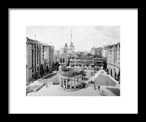 Australia Framed Print featuring the painting Anzac Square Royal Visit Brisbane March 1954 by Celestial Images