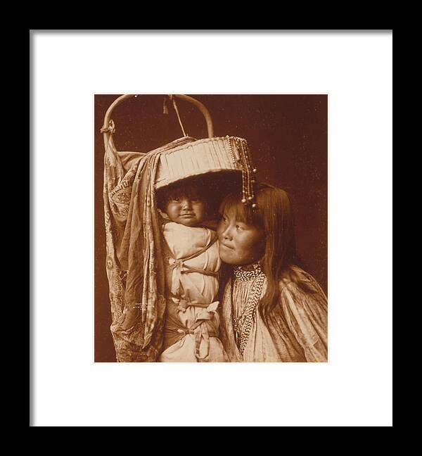 Indian Framed Print featuring the painting Apache girl and papoose by 