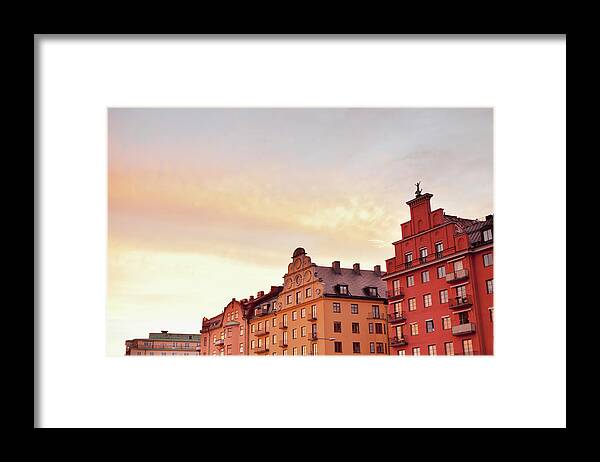 Apartment Framed Print featuring the photograph Apartment Buildings At Sunset by Fridh, Conny