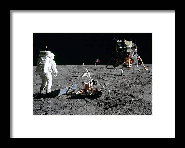 1969 Framed Print featuring the photograph Apollo 11, Buzz Aldrin Deploys Easep by Science Source