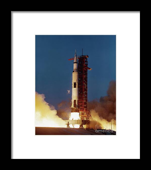 Taking Off Framed Print featuring the photograph Apollo 13 Saturn V Space Vehicle by Bettmann