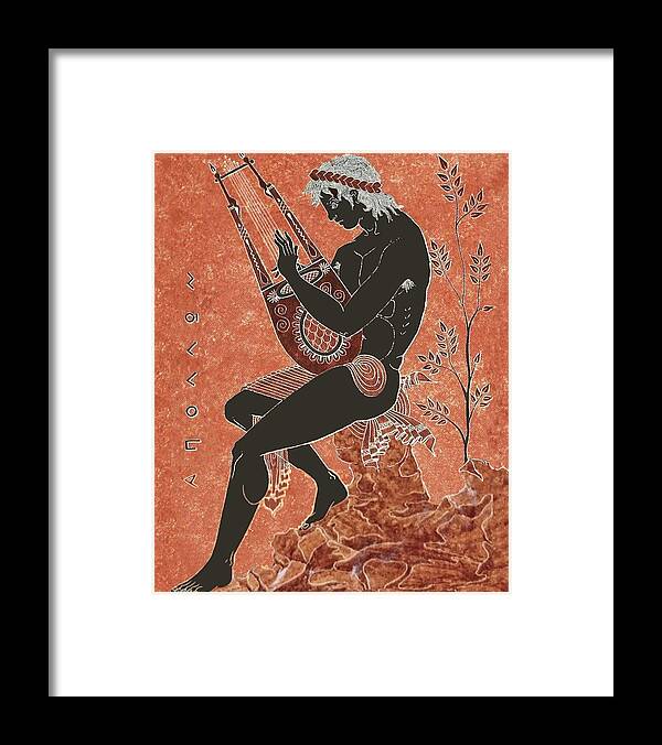 Apollo Framed Print featuring the painting Apollo on a Rock playing a Lyre by Anonymous
