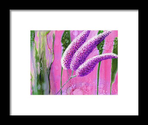 Flowers Framed Print featuring the painting Approaching Lavender by Kimberly Deene Langlois