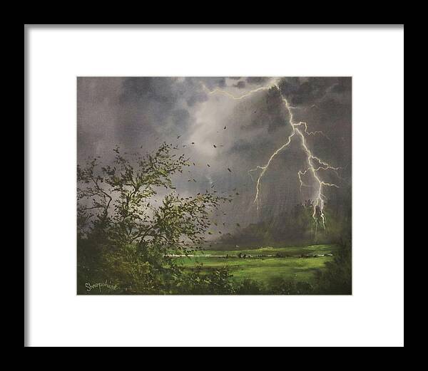 Storm Framed Print featuring the painting April Storm by Tom Shropshire