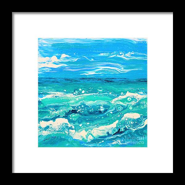Seascape Framed Print featuring the painting Aqua Seafoam by Marilyn Young