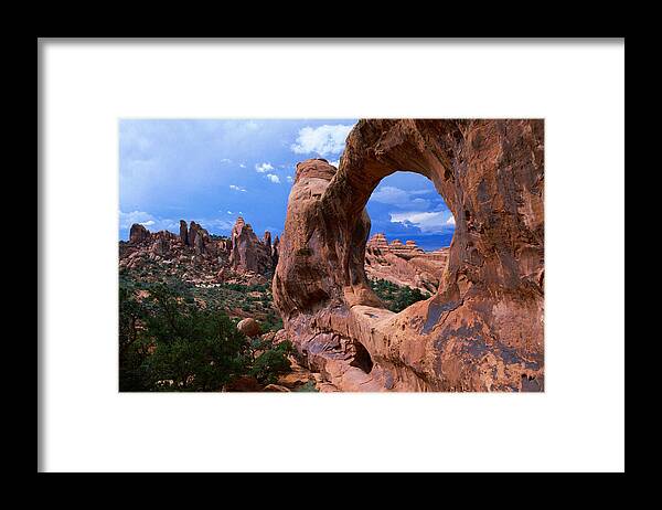 Outdoors Framed Print featuring the photograph Arch In Rock Formation, Arches National by Mark Newman