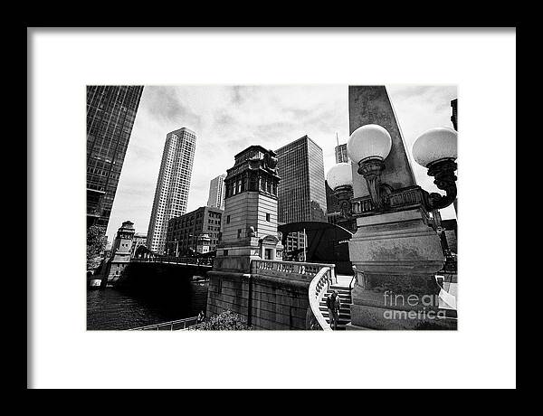 Chicago Framed Print featuring the photograph Architectural Details On The La Salle Street Bridge And Wacker Plaza Chicago Illinois United States by Joe Fox