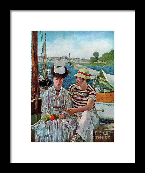 People Framed Print featuring the drawing Argenteuil, 1874.artist Edouard Manet by Print Collector