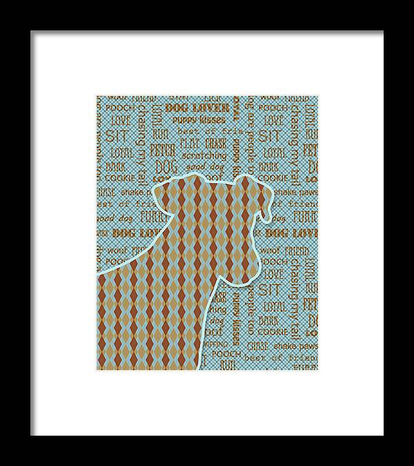 Dog Framed Print featuring the digital art Argyle Dog Blue and Brown by Doreen Erhardt