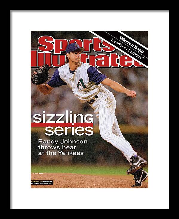 American League Baseball Framed Print featuring the photograph Arizona Diamondbacks Randy Johnson, 2001 World Series Sports Illustrated Cover by Sports Illustrated