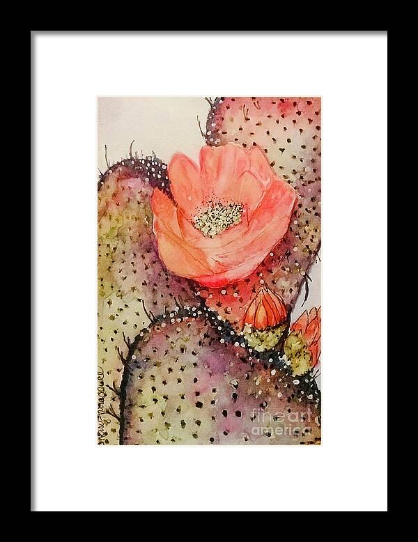 Prickley Pear Framed Print featuring the painting Arizona Is Blooming by Sherry Harradence