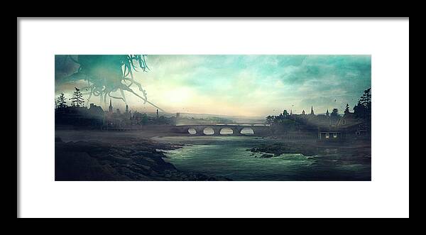 Lovecraft Framed Print featuring the digital art Arkham 2 by Guillem H Pongiluppi