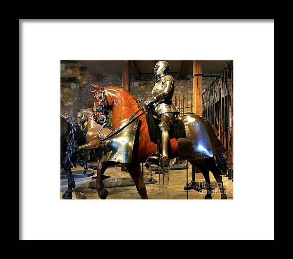 England Framed Print featuring the photograph Medieval Armored Horse and Man by Janette Boyd