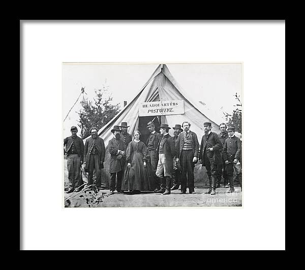 People Framed Print featuring the photograph Army Post Office Workers Posing by Bettmann