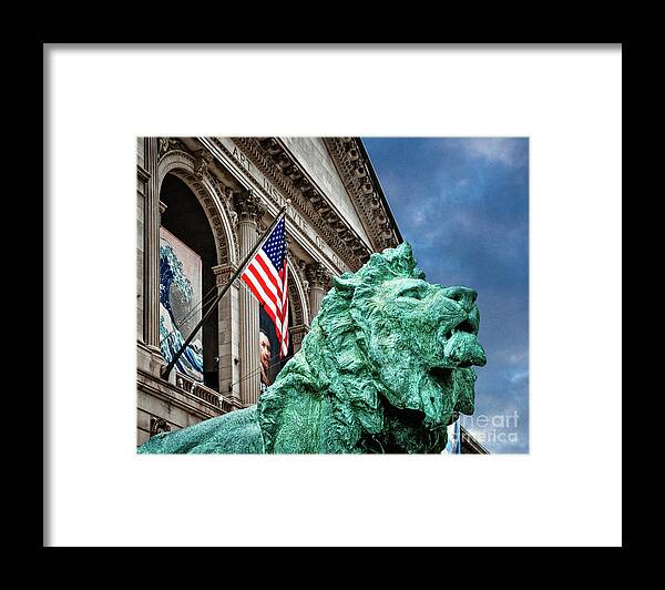 Chicago Framed Print featuring the photograph Art lion by Izet Kapetanovic