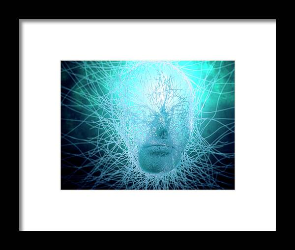 Concepts & Topics Framed Print featuring the digital art Artificial Intelligence, Conceptual by Andrzej Wojcicki
