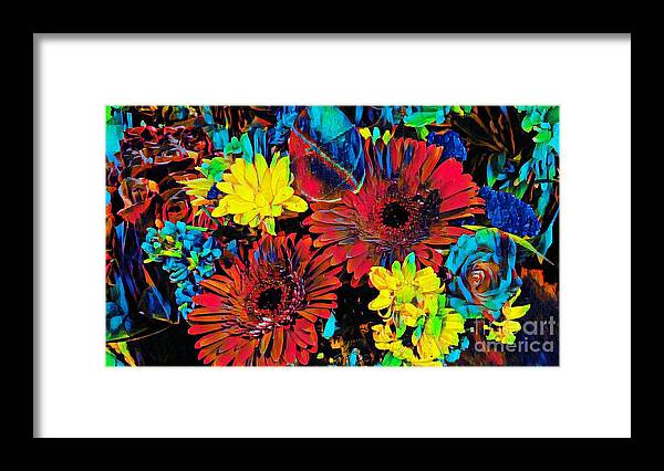 Colorful Framed Print featuring the mixed media Arty flowers by Steven Wills