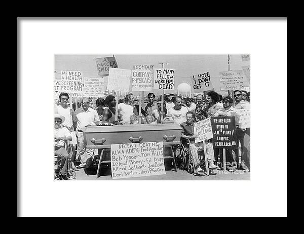 Mid Adult Women Framed Print featuring the photograph Asbestos Workers Protesting by Bettmann