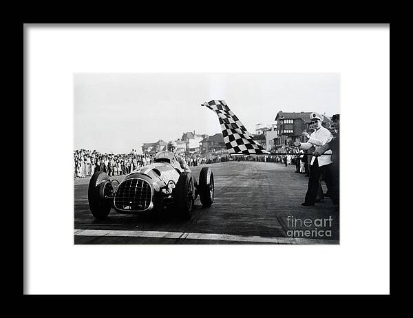 People Framed Print featuring the photograph Ascari Getting Checkered Flag by Bettmann