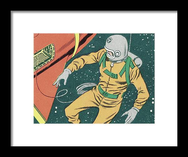Adventure Framed Print featuring the drawing Astronaut Floating in Space by CSA Images