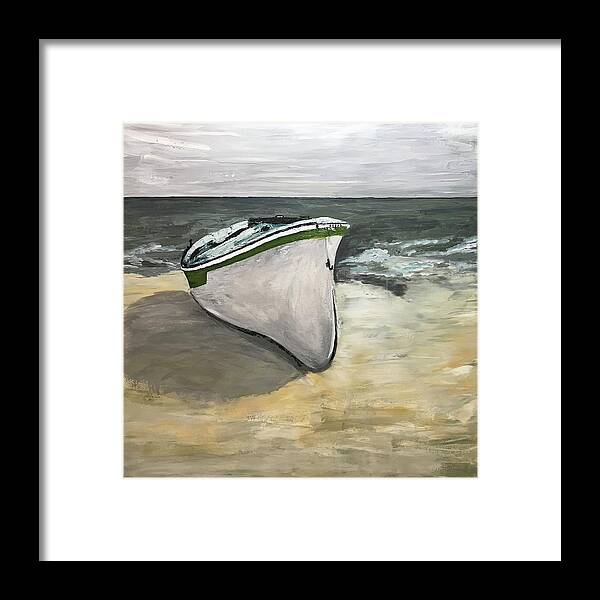Seascape Framed Print featuring the painting At rest by Ovidiu Ervin Gruia