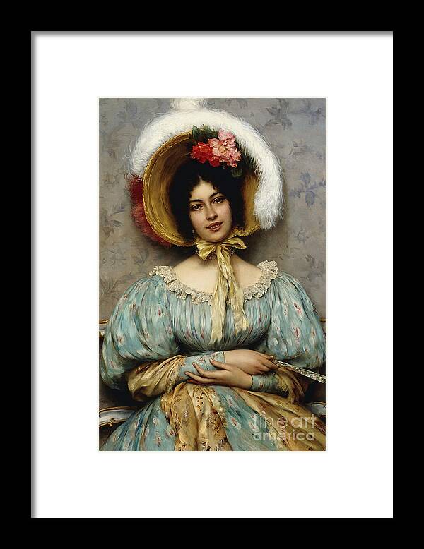 Woman Framed Print featuring the painting At The Opera, 1899 by Eugen Von Blaas