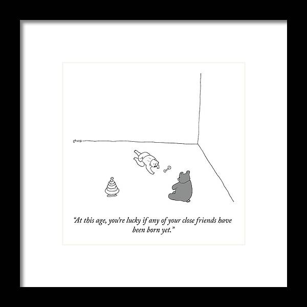at This Age Framed Print featuring the drawing At This Age by Liana Finck