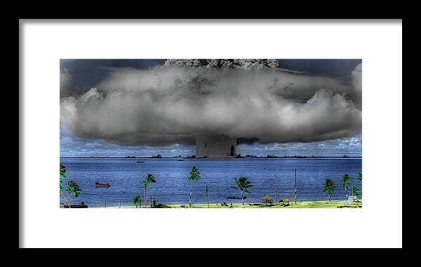 Atomic Bomb Test Framed Print featuring the photograph Atomic Bomb Test - Bikini Atoll 1946 by Mountain Dreams