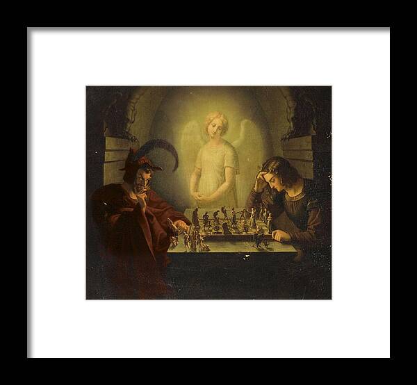 Game Framed Print featuring the painting Attributed to Moritz Retzsch Dresden 1779-1857 Radebeul The game of life by Celestial Images