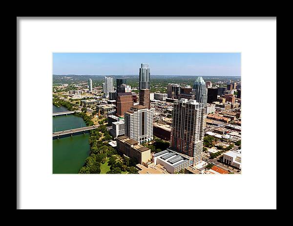 Treetop Framed Print featuring the photograph Austin Texas Aerial Skyline by Jodijacobson