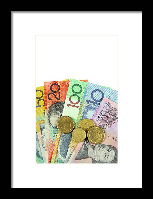 Money Framed Print featuring the photograph Australian money and investment by Milleflore Images