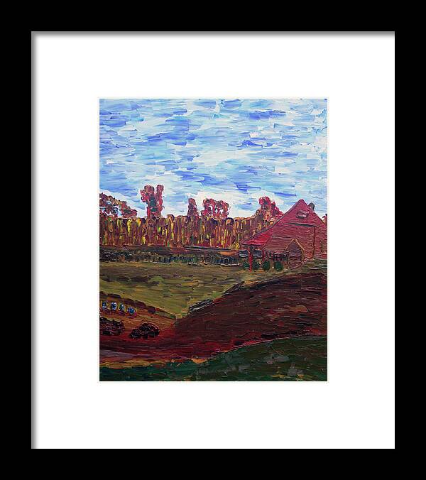 Autumn Framed Print featuring the painting Autumn at Aggie's Farm by Vadim Levin