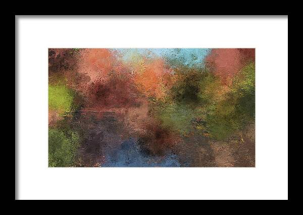 Digital Paint Framed Print featuring the digital art Autumn by a pond by George Pennington