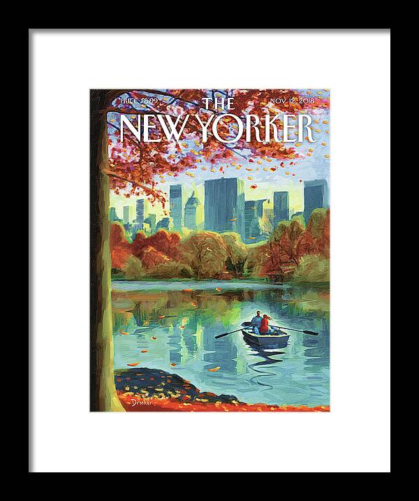Autumn Central Park Framed Print featuring the drawing Autumn Central Park by Eric Drooker