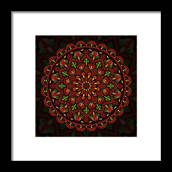 Autumn Mandala Framed Print featuring the mixed media Autumn Mandala by Delyth Angharad