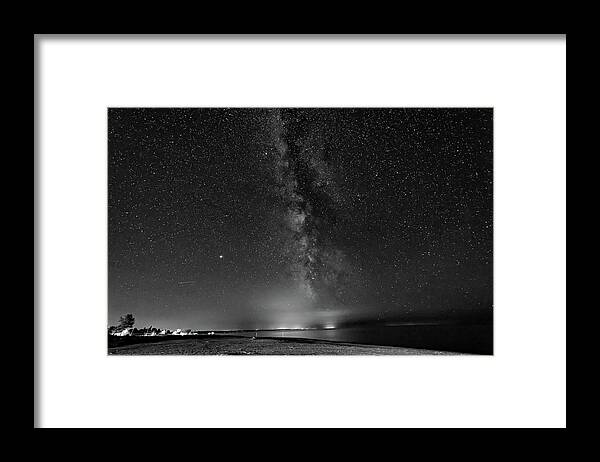 Steve Harrington Framed Print featuring the photograph Autumn Night - Sauble Beach bw by Steve Harrington