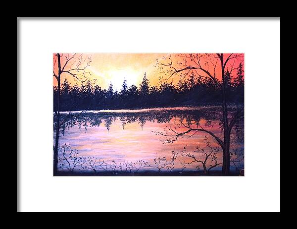Sunset Framed Print featuring the painting Autumn Nights by Jen Shearer