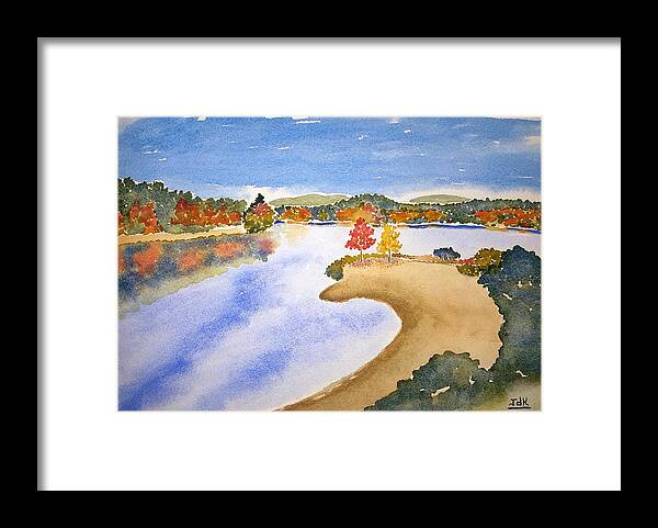 Watercolor Framed Print featuring the painting Autumn Shore Lore by John Klobucher