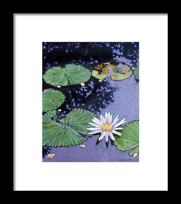 Water Lily Framed Print featuring the painting Autumn Spots by John Lautermilch