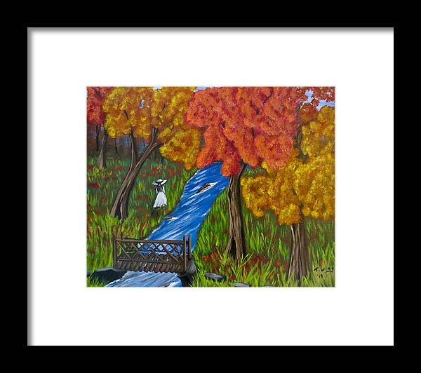Landscape Framed Print featuring the painting Autumn Stroll by Teresa Wing