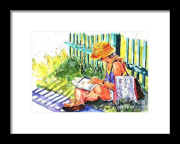 Woman Framed Print featuring the painting Avid reader #2 by Betty M M Wong