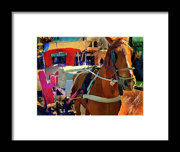 Carriage Framed Print featuring the photograph Awaiting a Coach Ride by GW Mireles