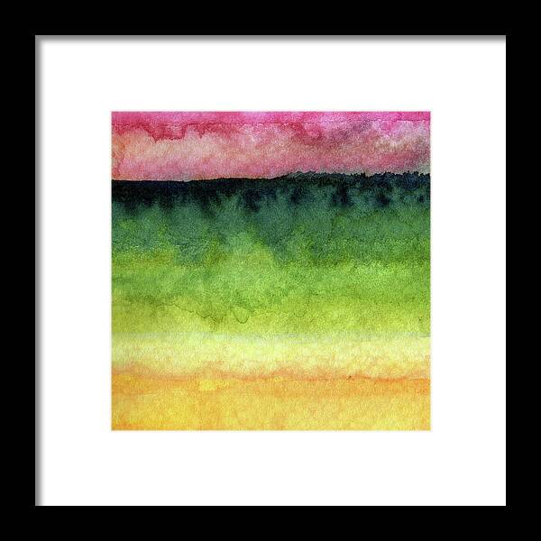 Abstract Landscape Framed Print featuring the painting Awakened Too by Linda Woods