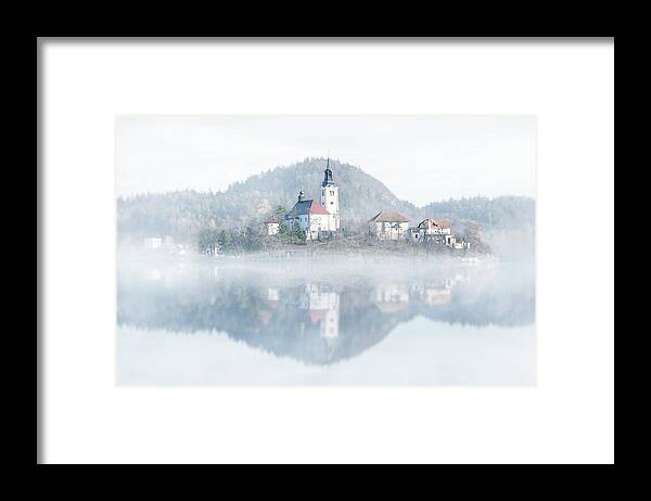 Lake Bled Framed Print featuring the photograph Away In Silence by Iryna Goodall