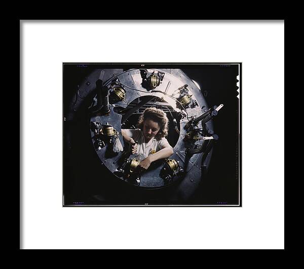 Woman Framed Print featuring the painting B-25 bomber Motor Cowling by Palmer, Alfred T