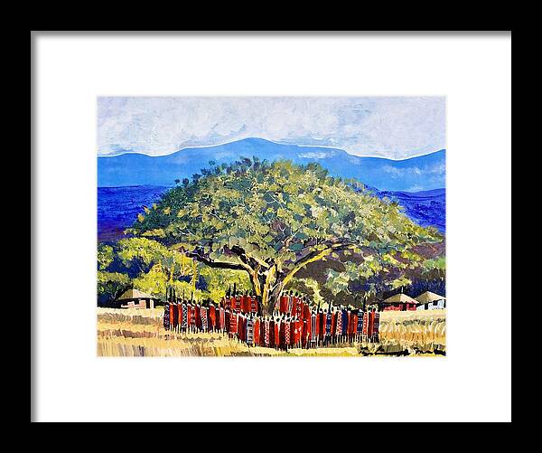 African Art Framed Print featuring the painting B-389 by Martin Bulinya