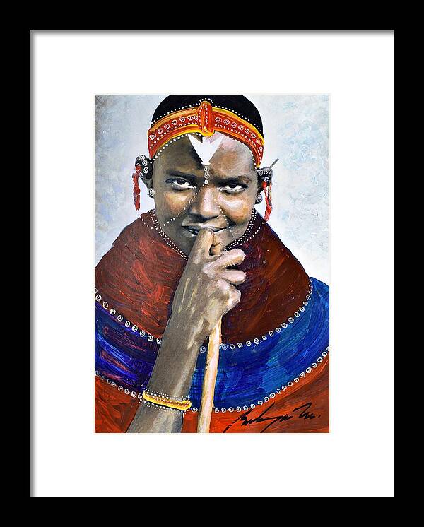 African Art Framed Print featuring the painting B-410 by Martin Bulinya